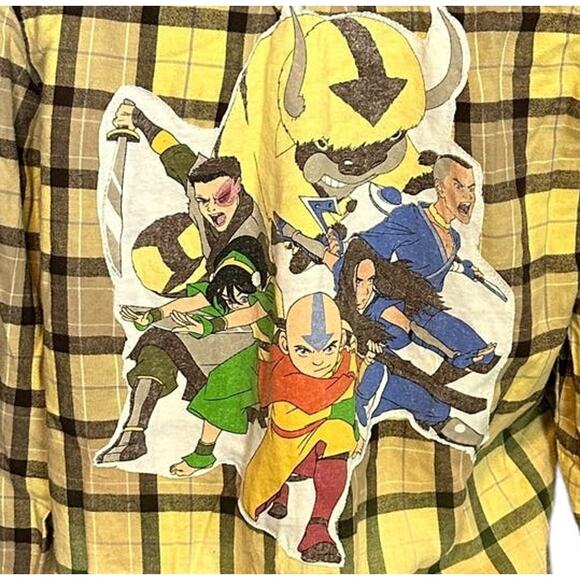 Avatar Last Airbender Plaid Flannel Shirt Shacket MEDIUM Oversized Unique Anime - Picture 2 of 7